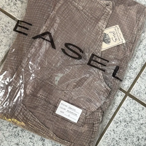 Easel Washed Mushroom faded Overalls New Tie Back Boho - Picture 4 of 4